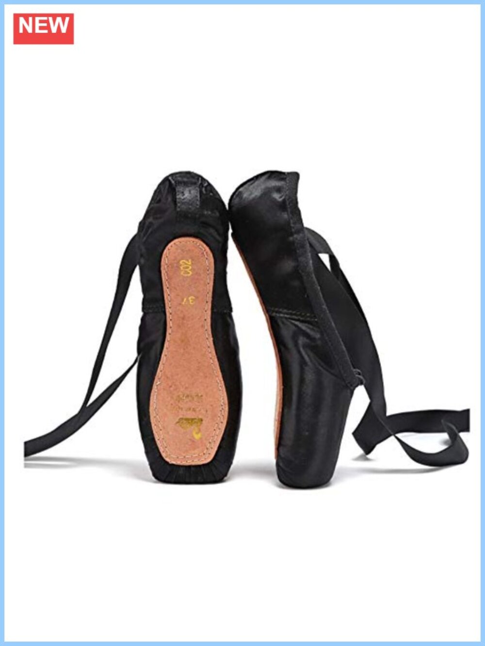 Satin Ballet Pointe Shoes Leather Sole Toe Pad Ribbon Dance Slipper